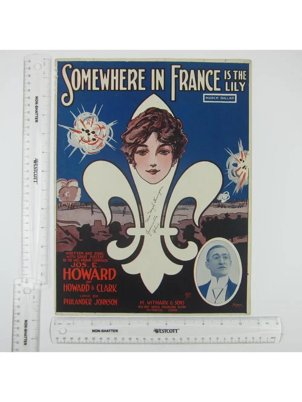 Sheet Music Somewhere In France Is The Lily WWI Jos. Howard Johnson Antique 1917